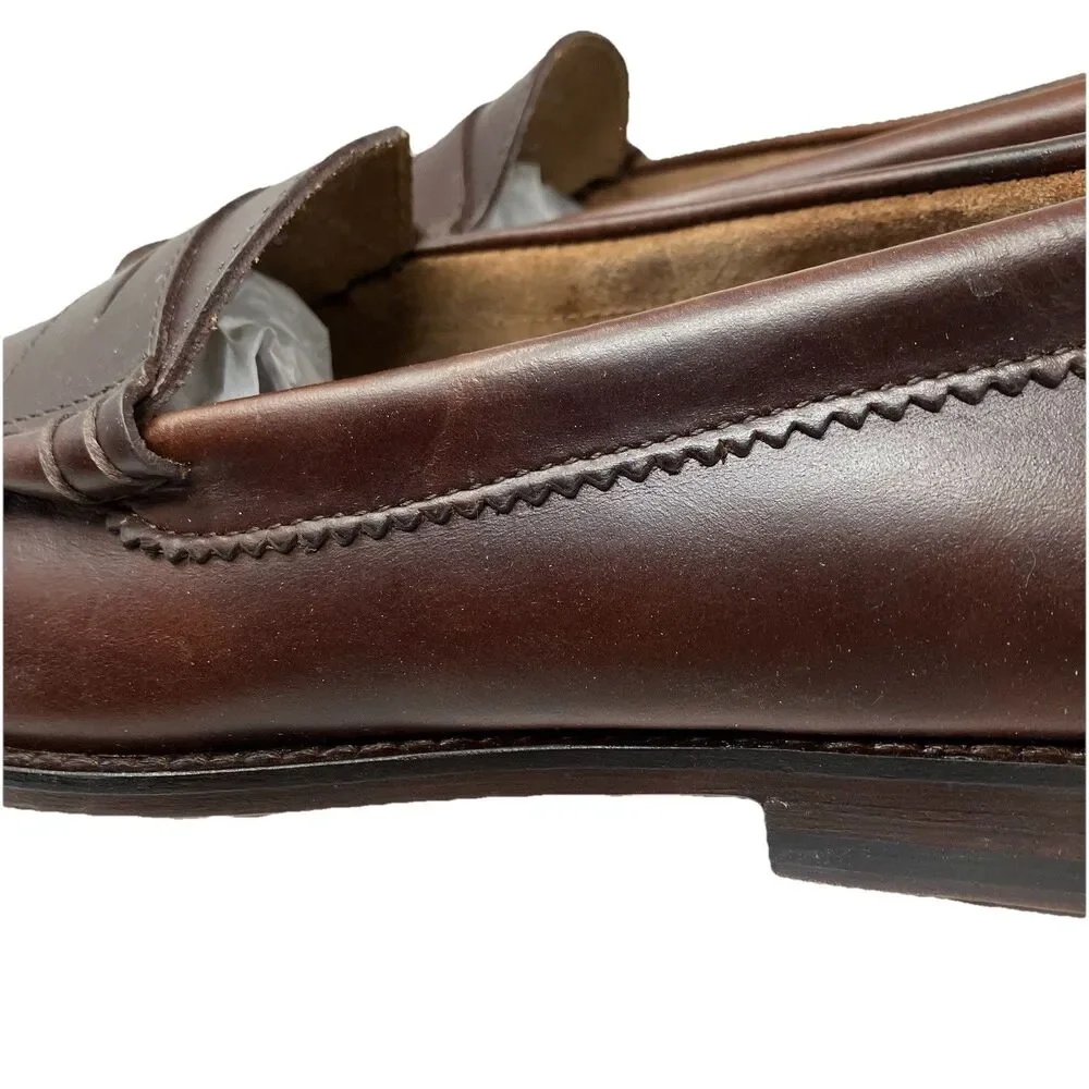 J Crew Camden Loafers Mens 10 Brown Leather Sole Penny Preppy BJ009
